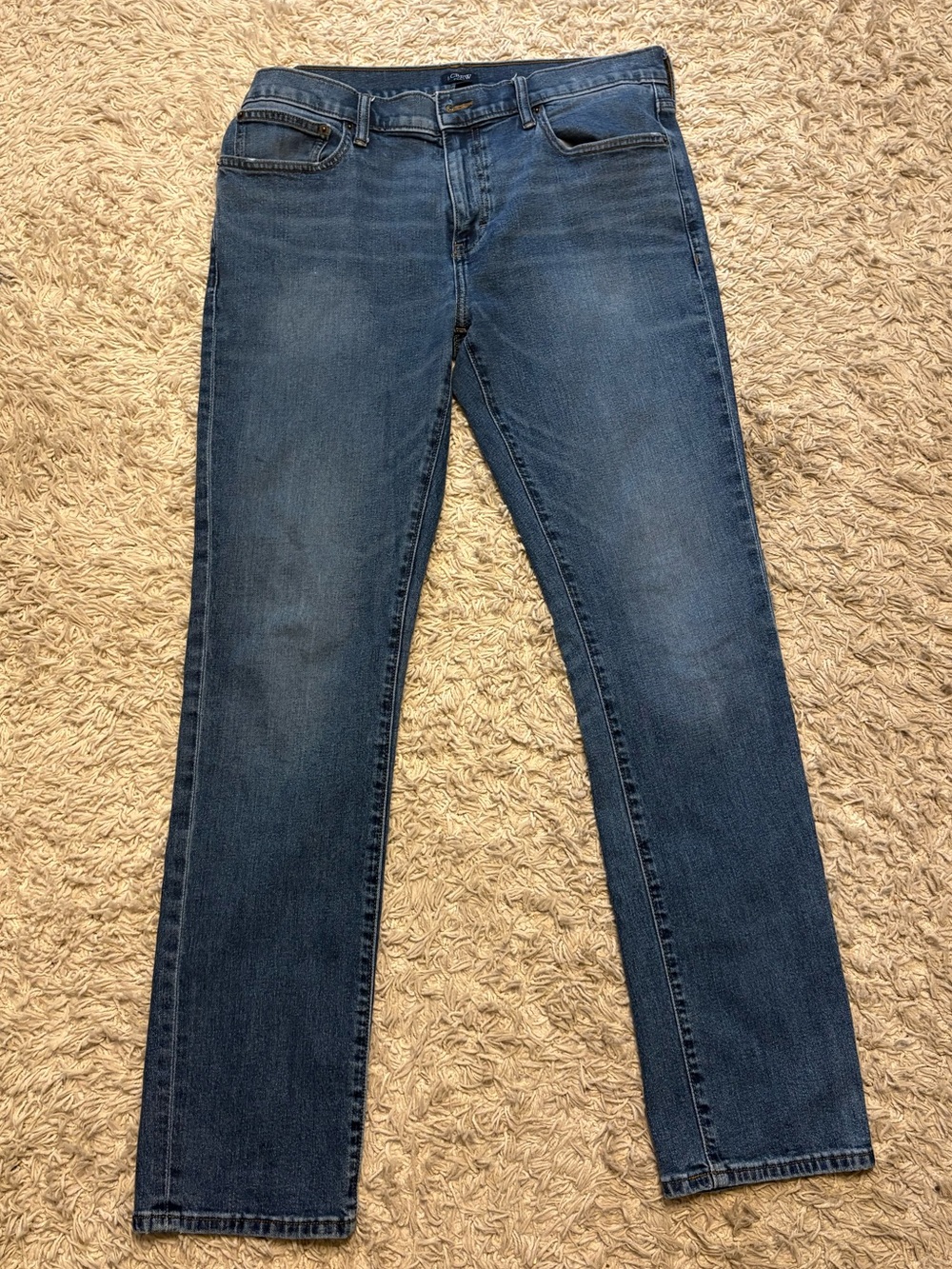 J. Crew Men's Slim Straight Jeans in Medium Blue Denim